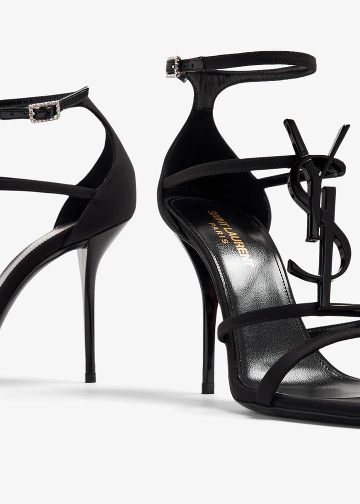 Saint Laurent Paris o1s1wg111125 Cassandra Sandals in Crepe De Chine in Black Size US 7 / IT 37 - 2 Thumbnail