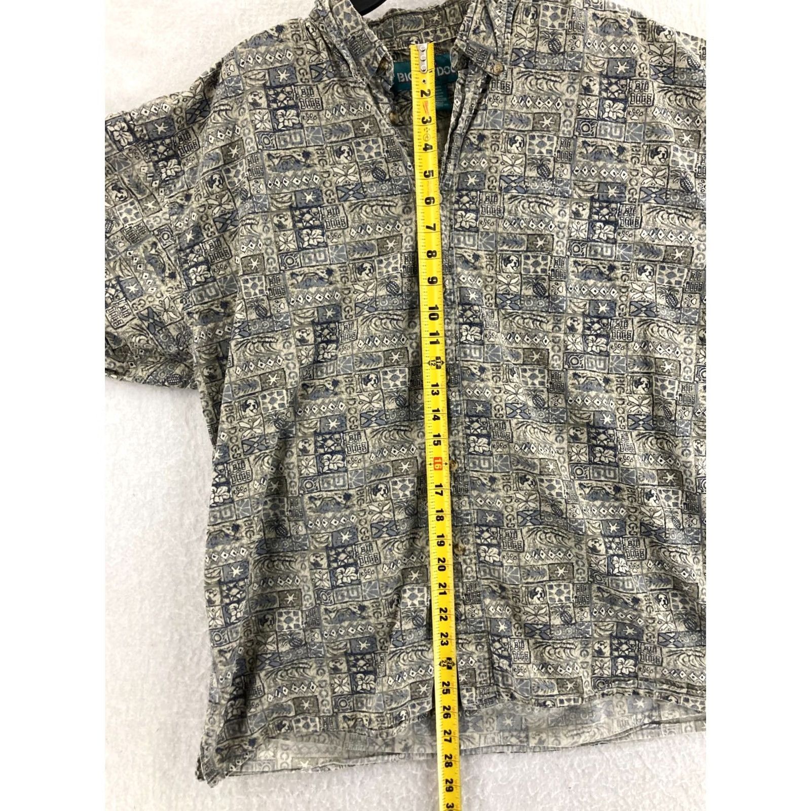 Big Dogs BIG DOGS Shirt Mens L Gray Cotton Button-Up Short Sleeve Collared All Seasons Dog Theme Size US L / EU 52-54 / 3 - 3 Thumbnail