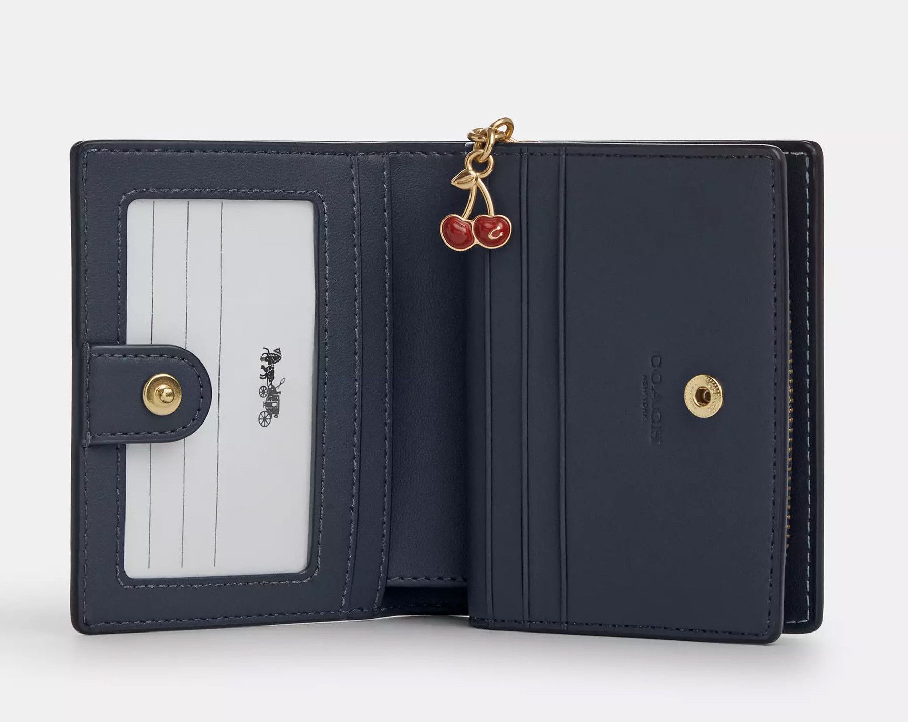 Coach 🍒 Snap Wallet In Signature Canvas With Cherry Print CZ347 Size ONE SIZE - 10 Thumbnail