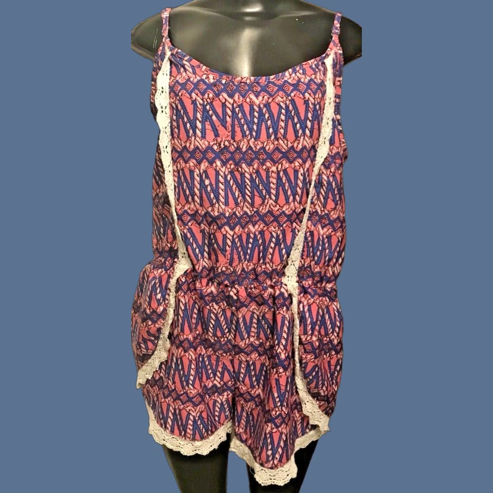X-LARGE VINTAGE X-Large Harmony & Havoc Pink & Purple Adjustable Spaghetti Strap Romper Size 40" / US 18 - 1 Thumbnail