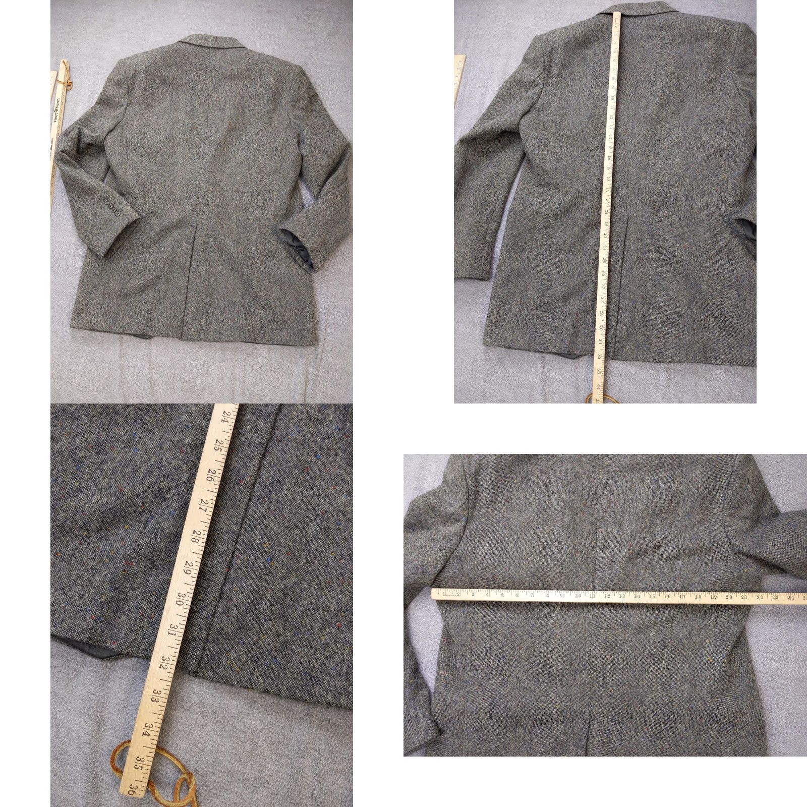 Lands' End Lands End Blazer Mens Large Long Gray Wool Herringbone Tweed Sport Coat Jacket USA Size 38R - 8 Thumbnail