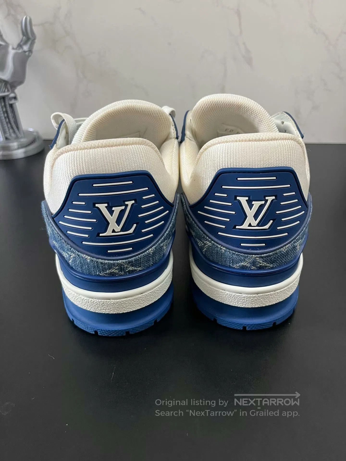 Louis Vuitton lv trainer white blue denim sneakers. Size US 6.5 / EU 39-40 - 5 Thumbnail
