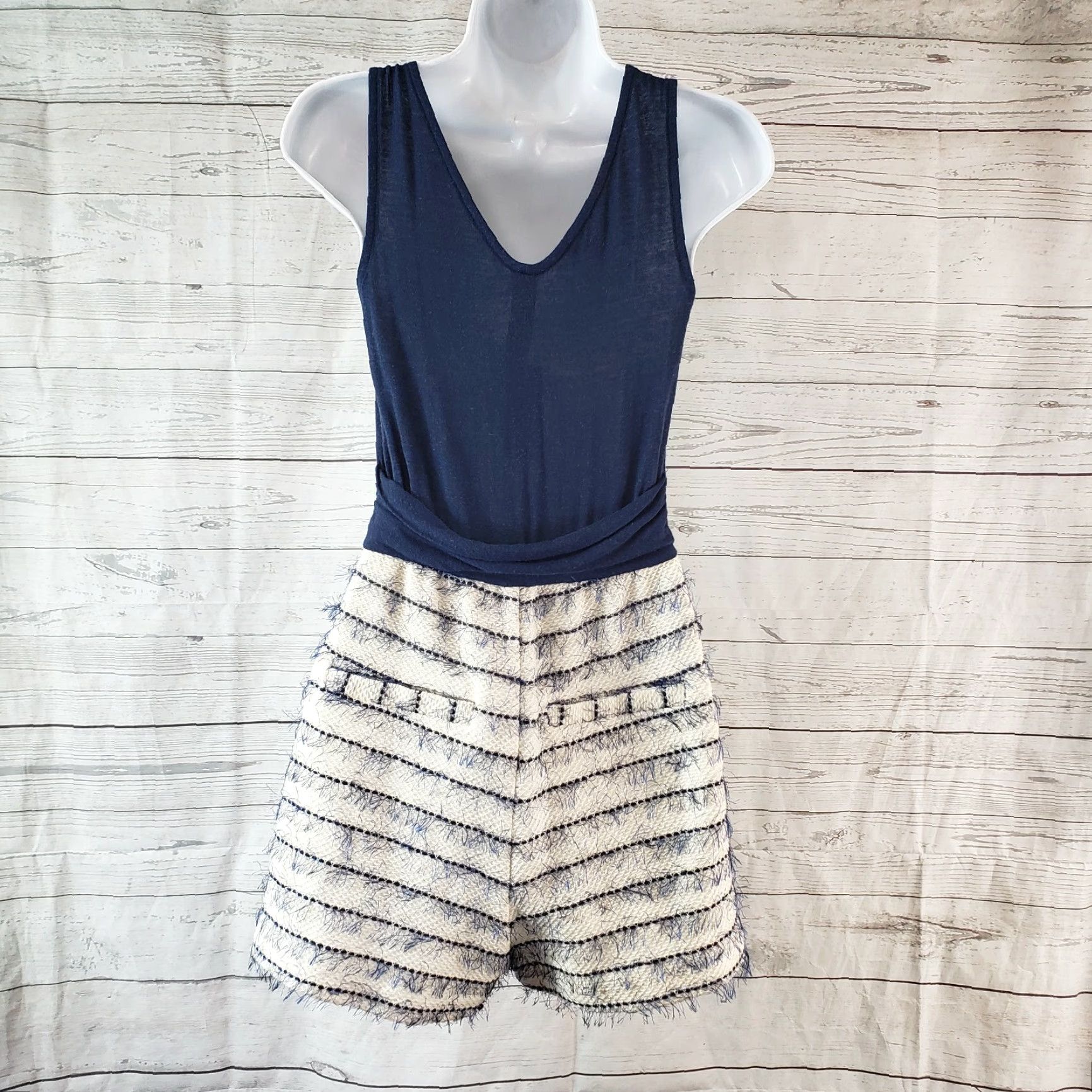 Anthropologie Amadi Womens Romper XS Blue Sleeveless V-Neck Cilli One-Piece Size 26" / US 2 / IT 38 - 4 Thumbnail