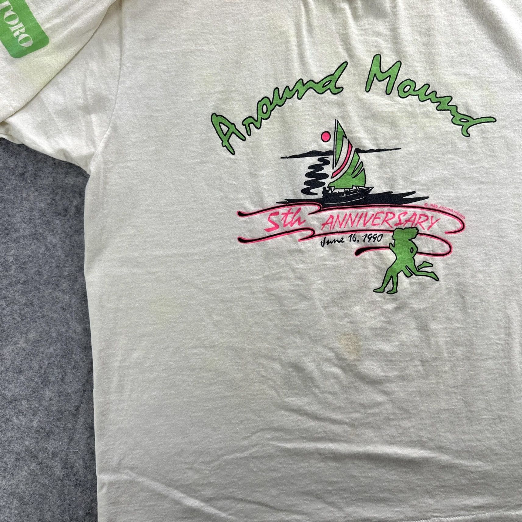 Vintage VINTAGE Screen Stars Best Around Mound Shirt Mens XL White 5th Anniversary 1990 Run Sail Lake 90s Shirt Size US XL / EU 56 / 4 - 4 Thumbnail