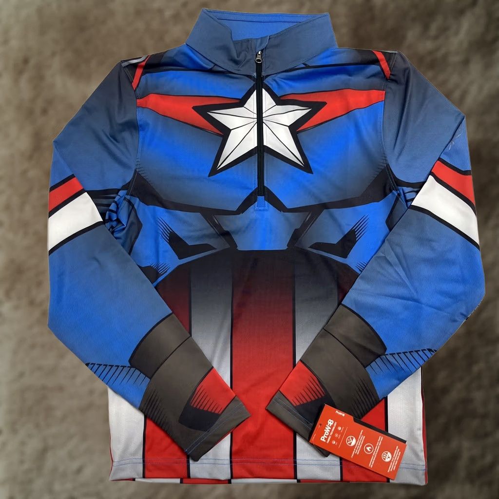 Spyder Spyder Marvel Tech Top Men's Small Blue Captain America 1/4 Zip Poly Blend Size US S / EU 44-46 / 1 - 1 Thumbnail