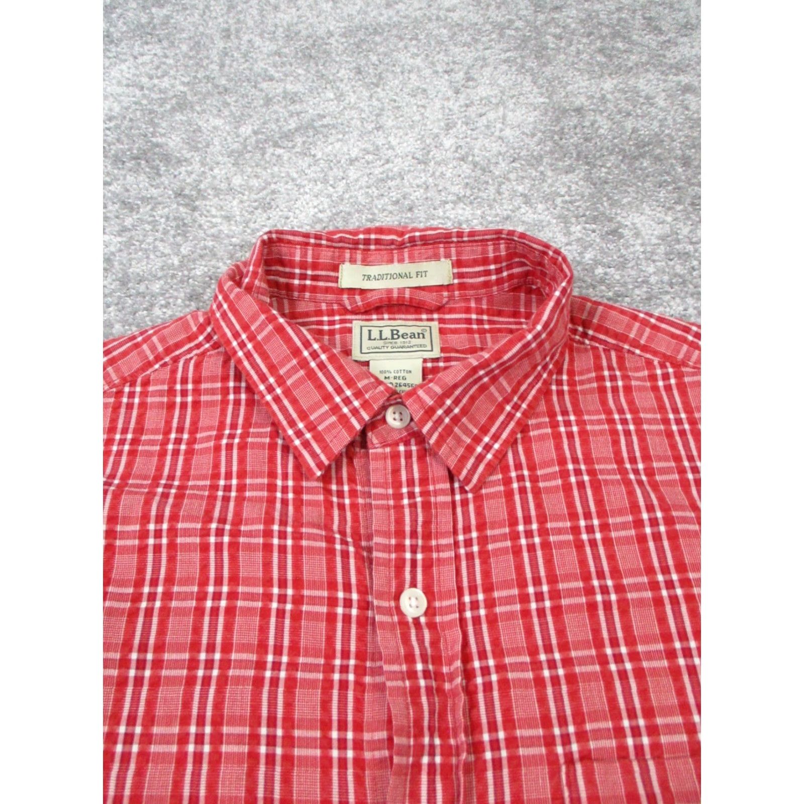 Vintage L.L.Bean Shirt Mens M Red Cotton Button-Up Plaid Casual Button-Down Collar Pocketed Size US M / EU 48-50 / 2 - 2 Thumbnail