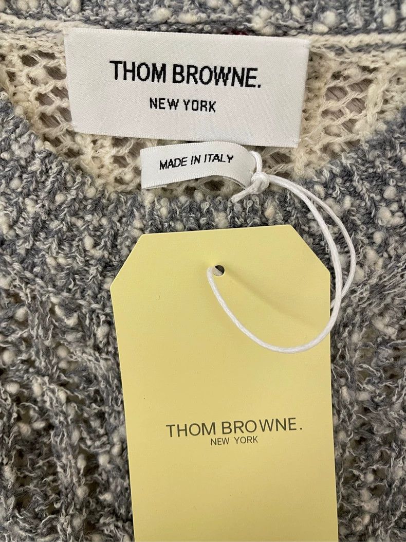 Thom Browne Thom browne Beige and gray color block four-striped jacquar Size US XS / EU 42 / 0 - 5 Thumbnail