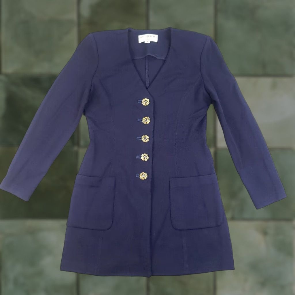 Vintage VINTAGE St John Blazer Women Sz 4 Blue Knit Heavyweight Classic Career Office Timeless Womens Size S / US 4 / IT 40 - 1 Thumbnail