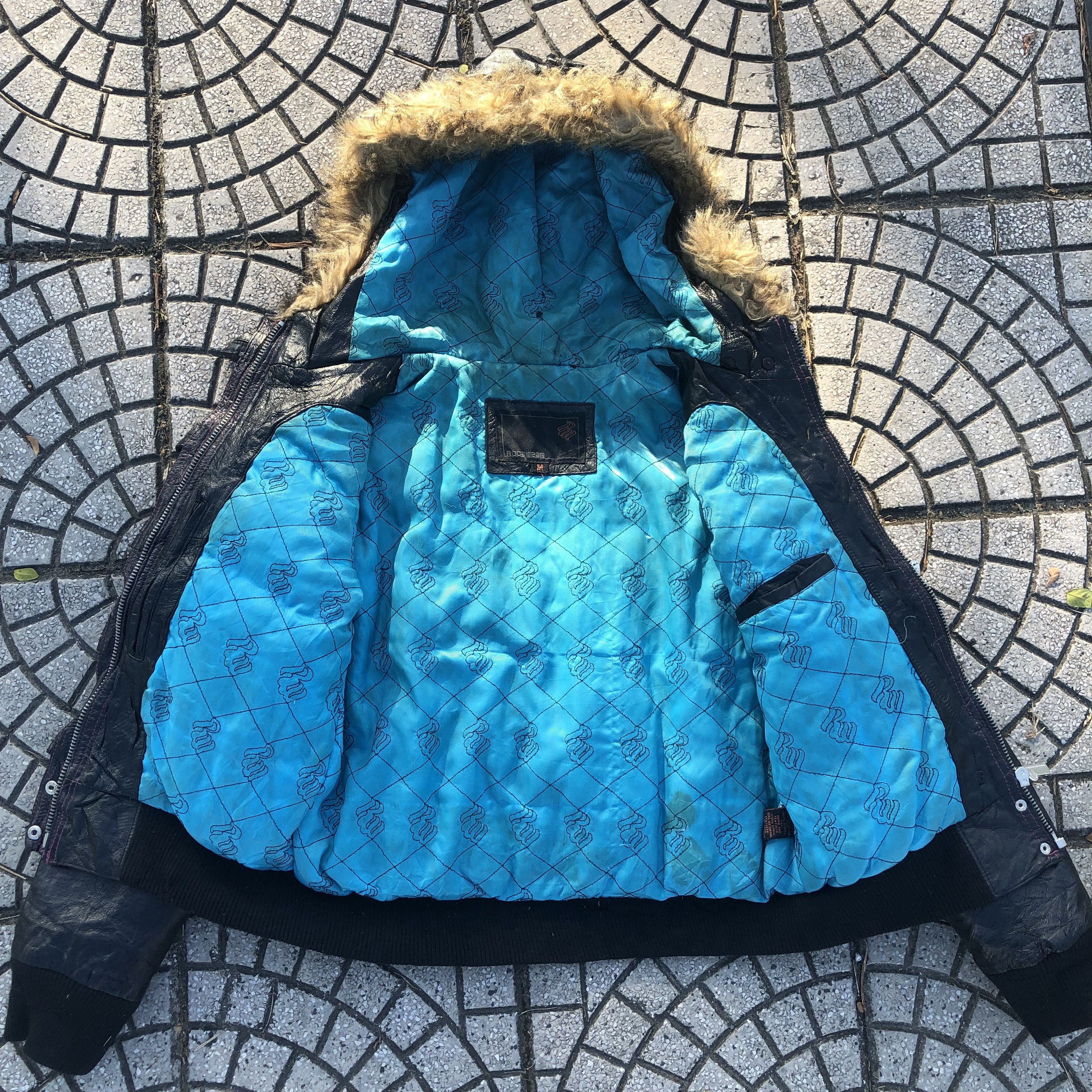 Rocawear Y2K Rocawear Leather Down Puffer Jacket Fur Hood Bomber Size M / US 6-8 / IT 42-44 - 13 Thumbnail