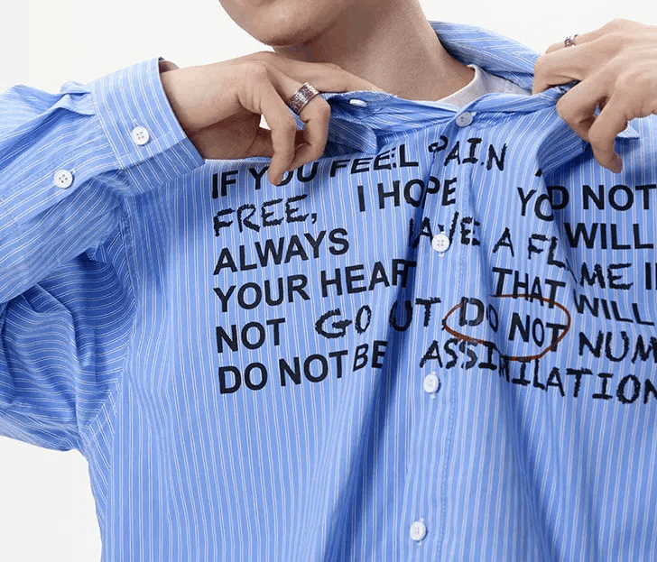 Japanese Brand × Vintage Retro fashion y2k letters striped button up shirt Size US M / EU 48-50 / 2 - 5 Thumbnail