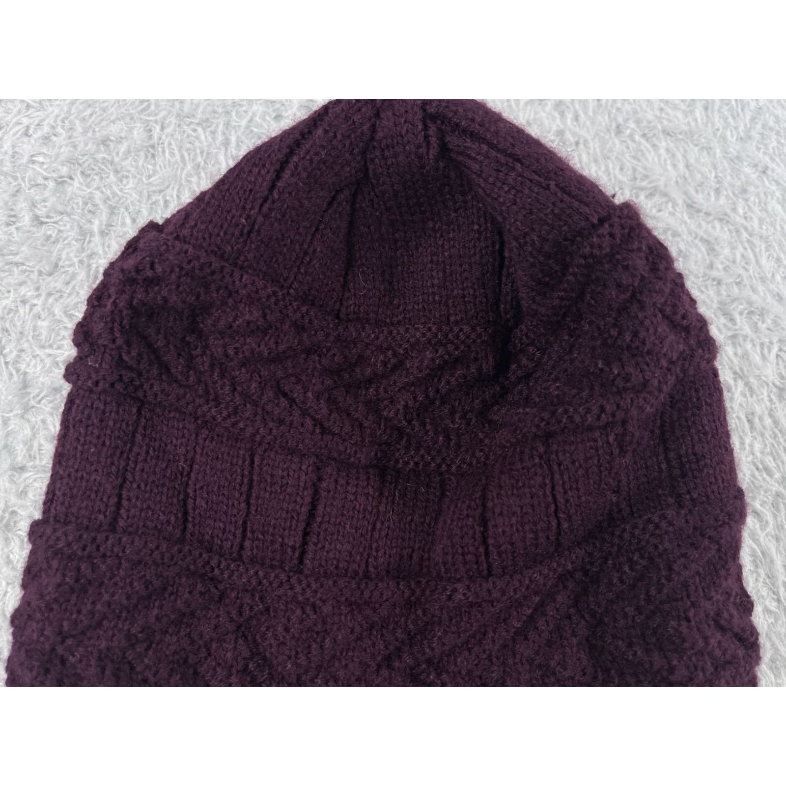Vintage HINDAVI Hindawi Beanie Hat Mens One Size Burgundy Knit Lined Acrylic Fur Trim Winter Outdoor Ski Beanie Mens Size US M / EU 48-50 / 2 - 3 Thumbnail