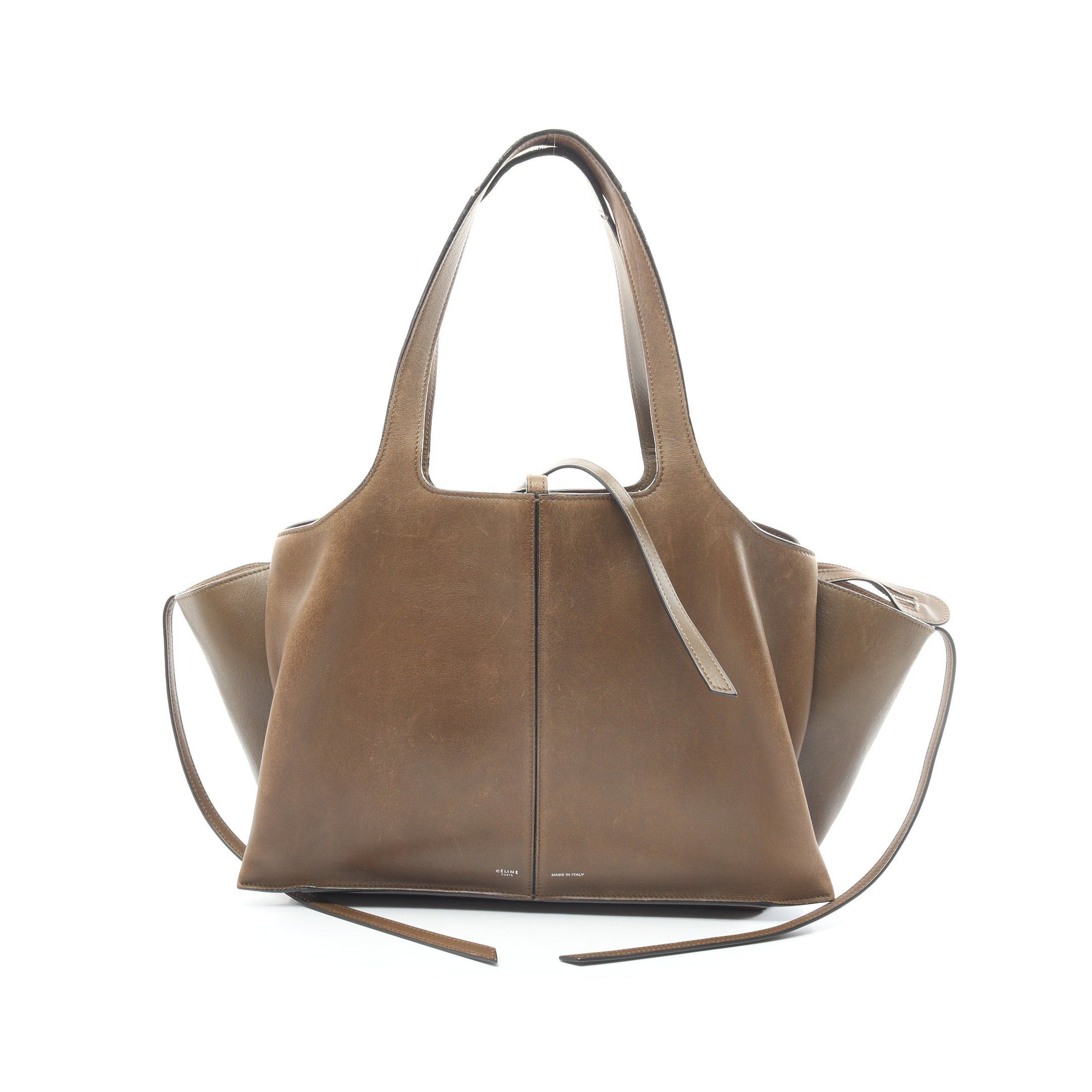 image of Celine Trifold Medium Handbag Tote Bag Leather Brown, Women's