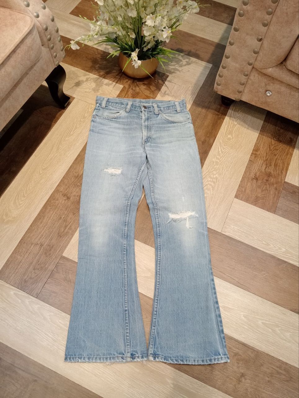Levi's Vintage Clothing LEVI'S VINTAGE ORANGE TAG BLUE DENIM FLARED PANTS Size US 31 - 1 Thumbnail