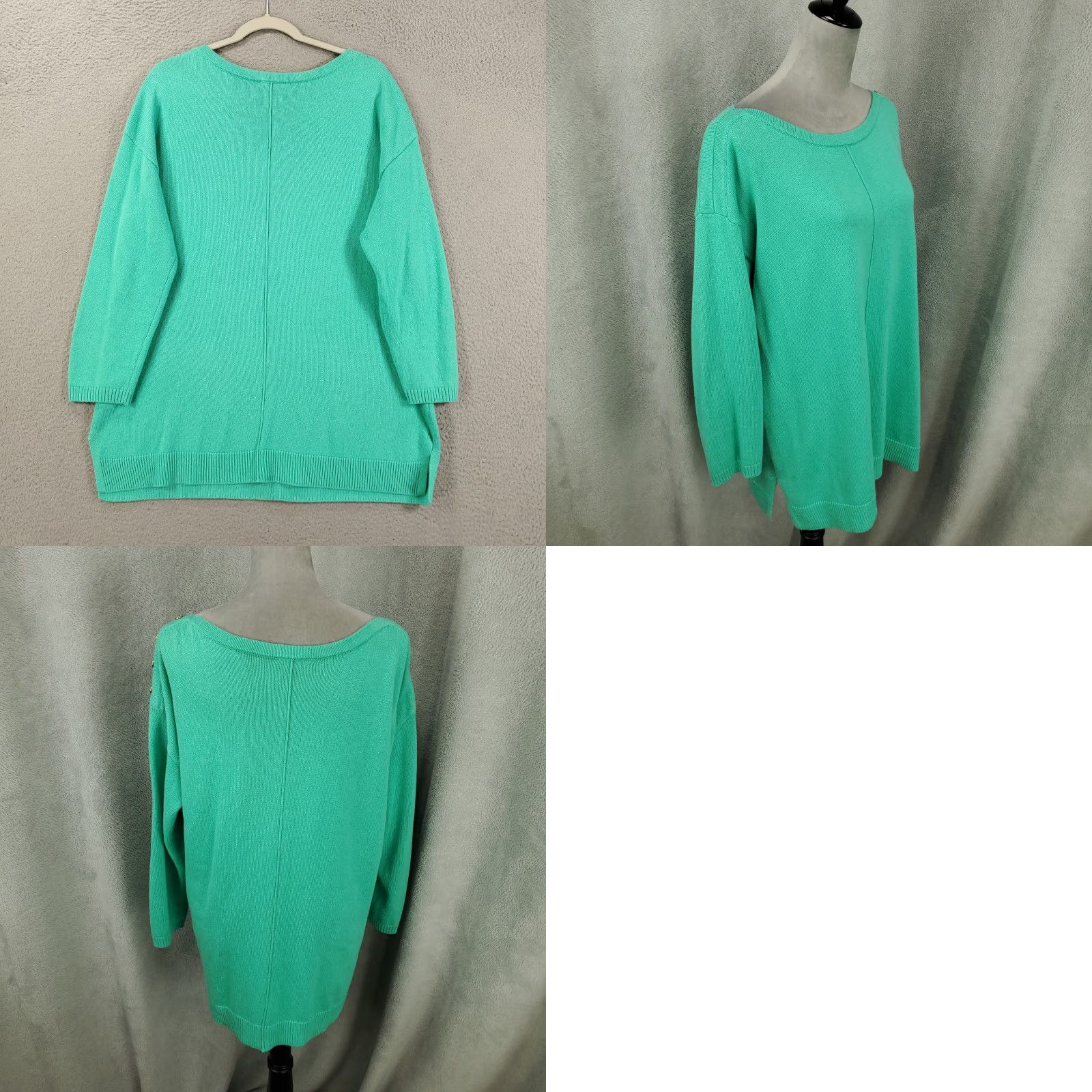 Talbots Talbots Sweater Womens 1X Teal Knit Long Sleeve Pullover Boat Neck Casual Fall Winter Size XL / US 12-14 / IT 48-50 - 8 Thumbnail