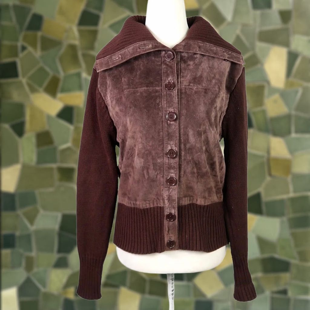 Vintage VINTAGE Maurice Sasson brown suede leather and knit jacket Motorcycle Jacket 90s M Womens Brown N/A Size M / US 6-8 / IT 42-44 - 1 Thumbnail