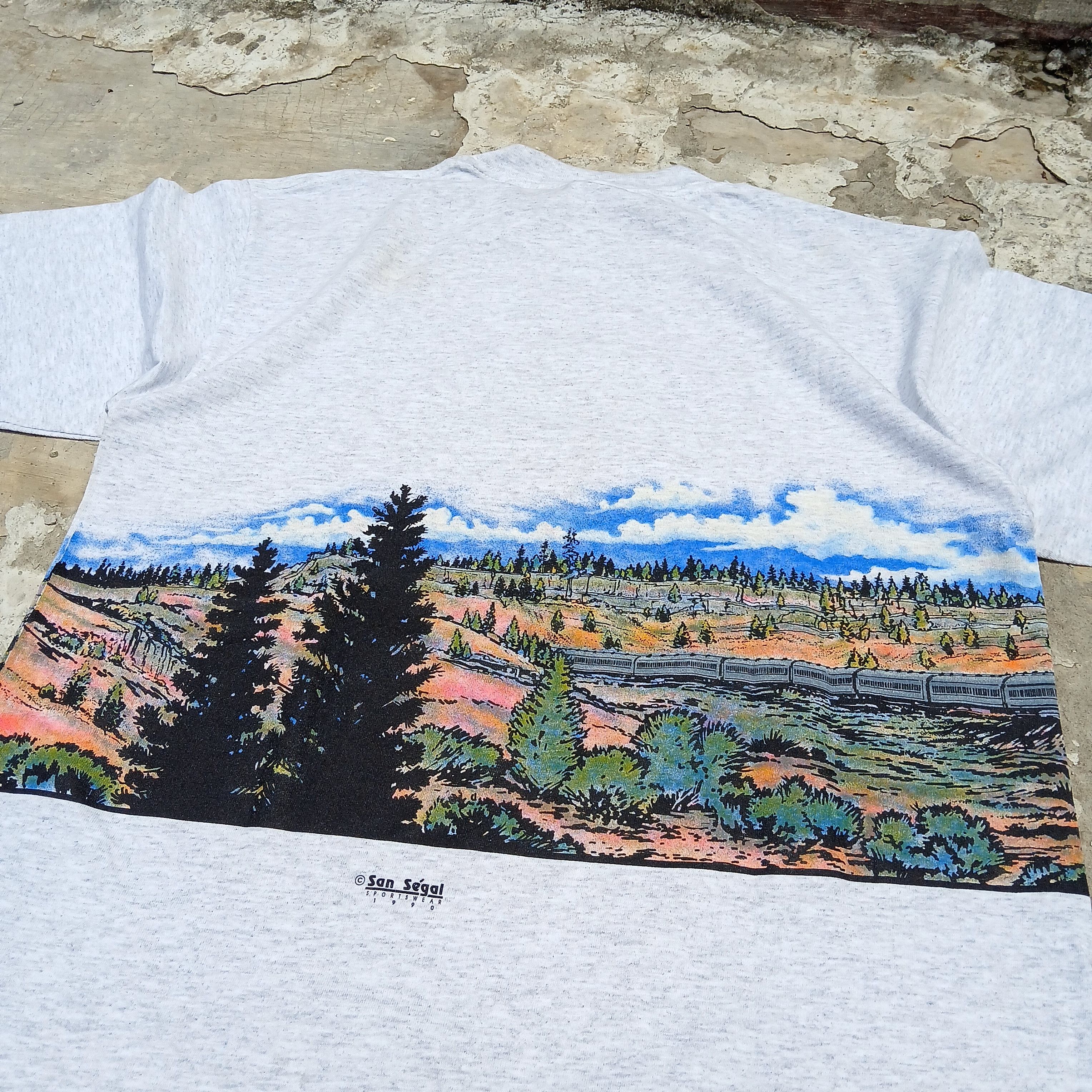 Vintage 🔥Rare🔥 Vintage train art 90s Size US L / EU 52-54 / 3 - 4 Thumbnail