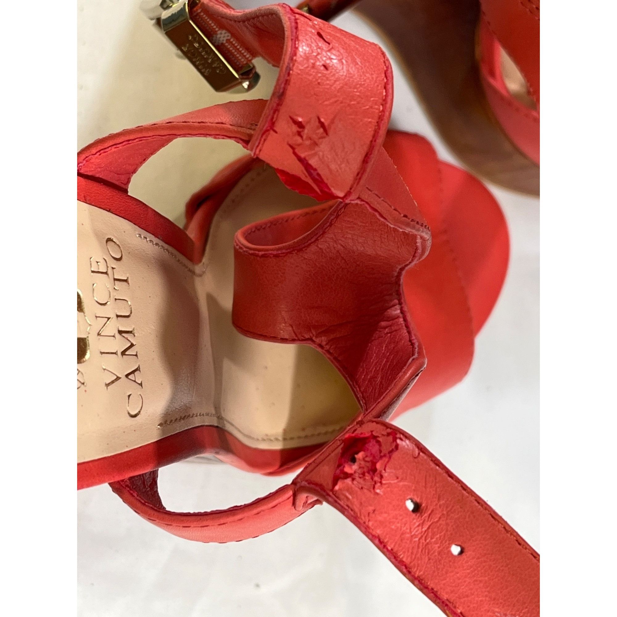 Vince Camuto Vince Camuto Mathis Women's Dark Pink Leather Wedge Heels 8M Size US 8 / IT 38 - 8 Thumbnail