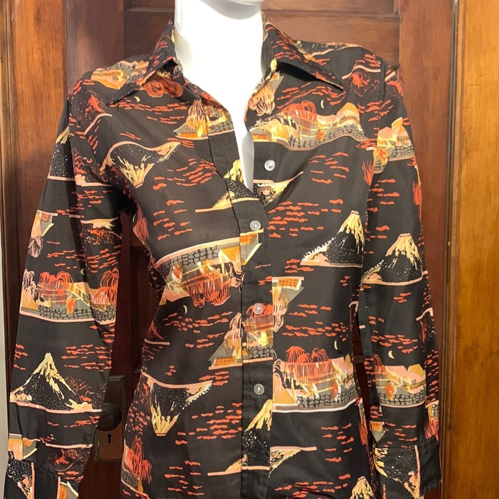 Vintage 70’s Mt.Fuji Japan blouse super retro and cool Size M / US 6-8 / IT 42-44 - 1 Thumbnail