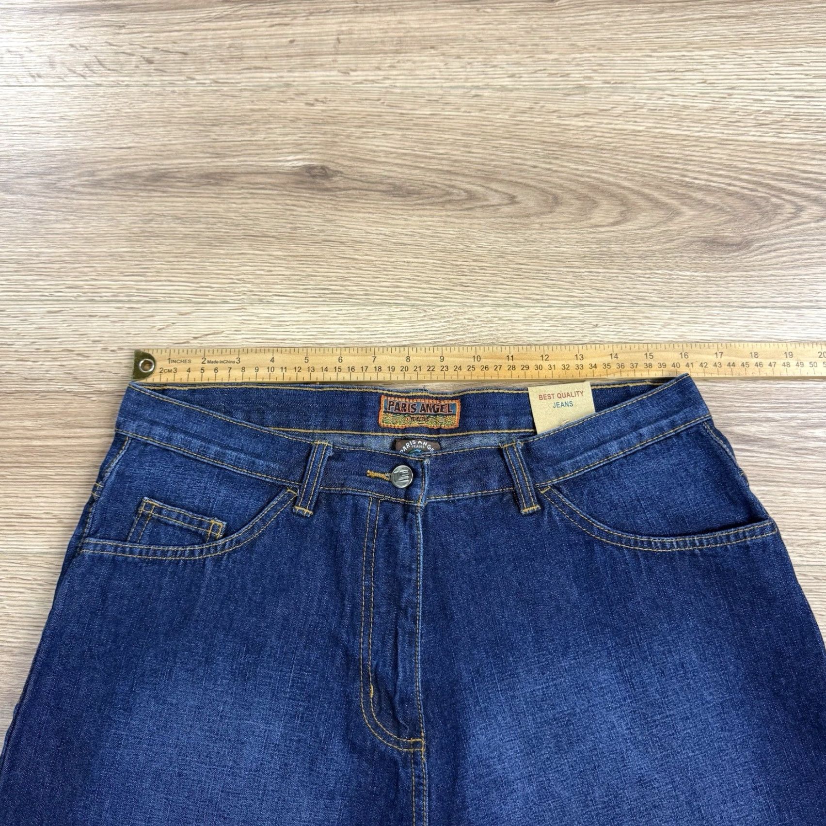 Vintage VINTAGE Paris Angel Denim Shorts Bermuda Women 14 High Rise Blue Embroidered Pockets 6in Inseam Ladies Size 36" / US 14 / IT 50 - 4 Thumbnail