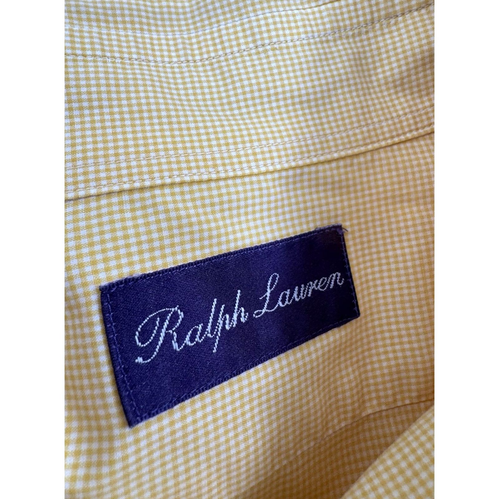 Ralph Lauren RALPH LAUREN ITALY PURPLE LABEL Micro Check Plaid Shirt Mens XL Yellow / White Size US XL / EU 56 / 4 - 3 Thumbnail