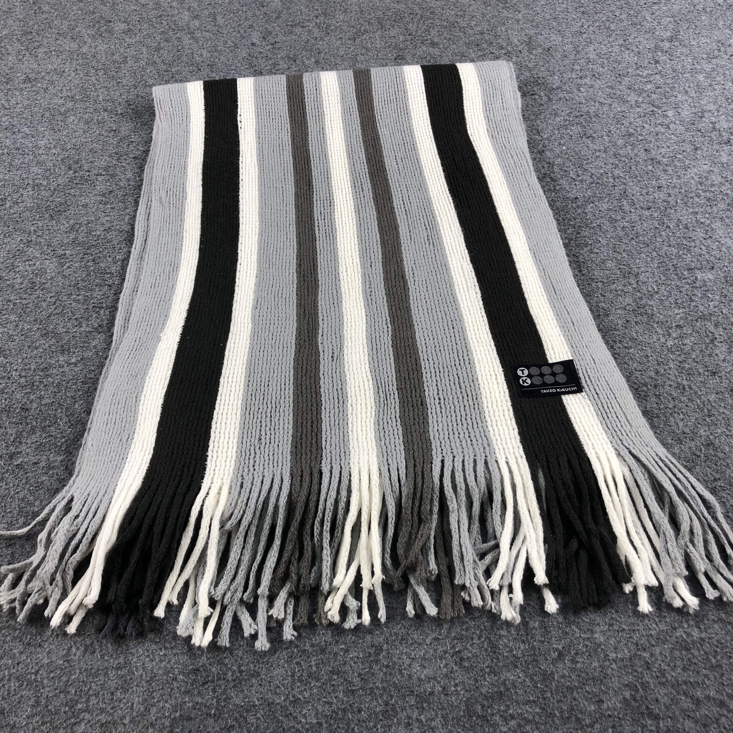 Takeo Kikuchi Takeo Kikuchi Stripes Wool Scarf Muffler V663 Size ONE SIZE - 2 Thumbnail