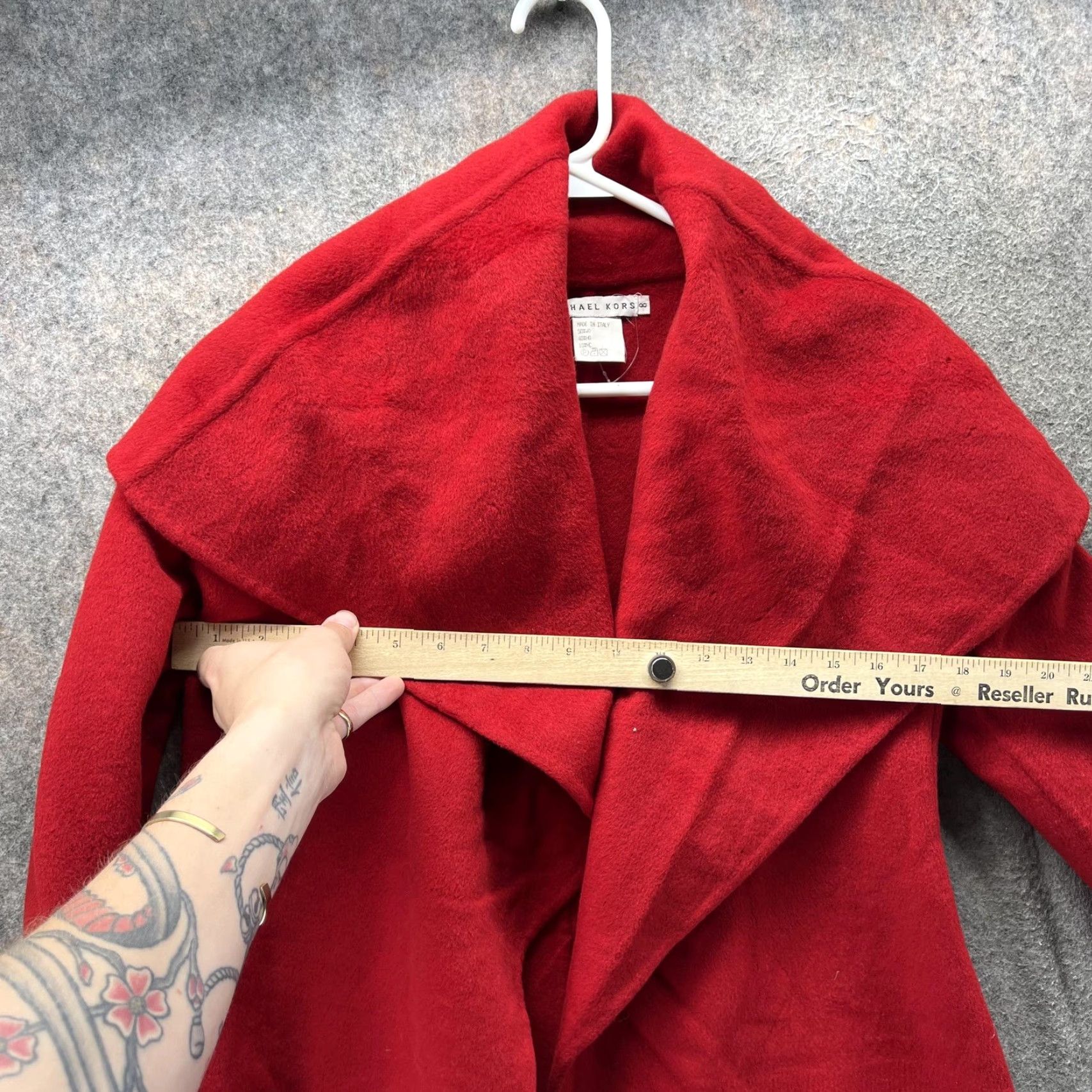 Michael Kors Michael Kors Jacket Womens 8 Red Wool Shawl Collar Open Front Made Italy Size M / US 6-8 / IT 42-44 - 5 Thumbnail