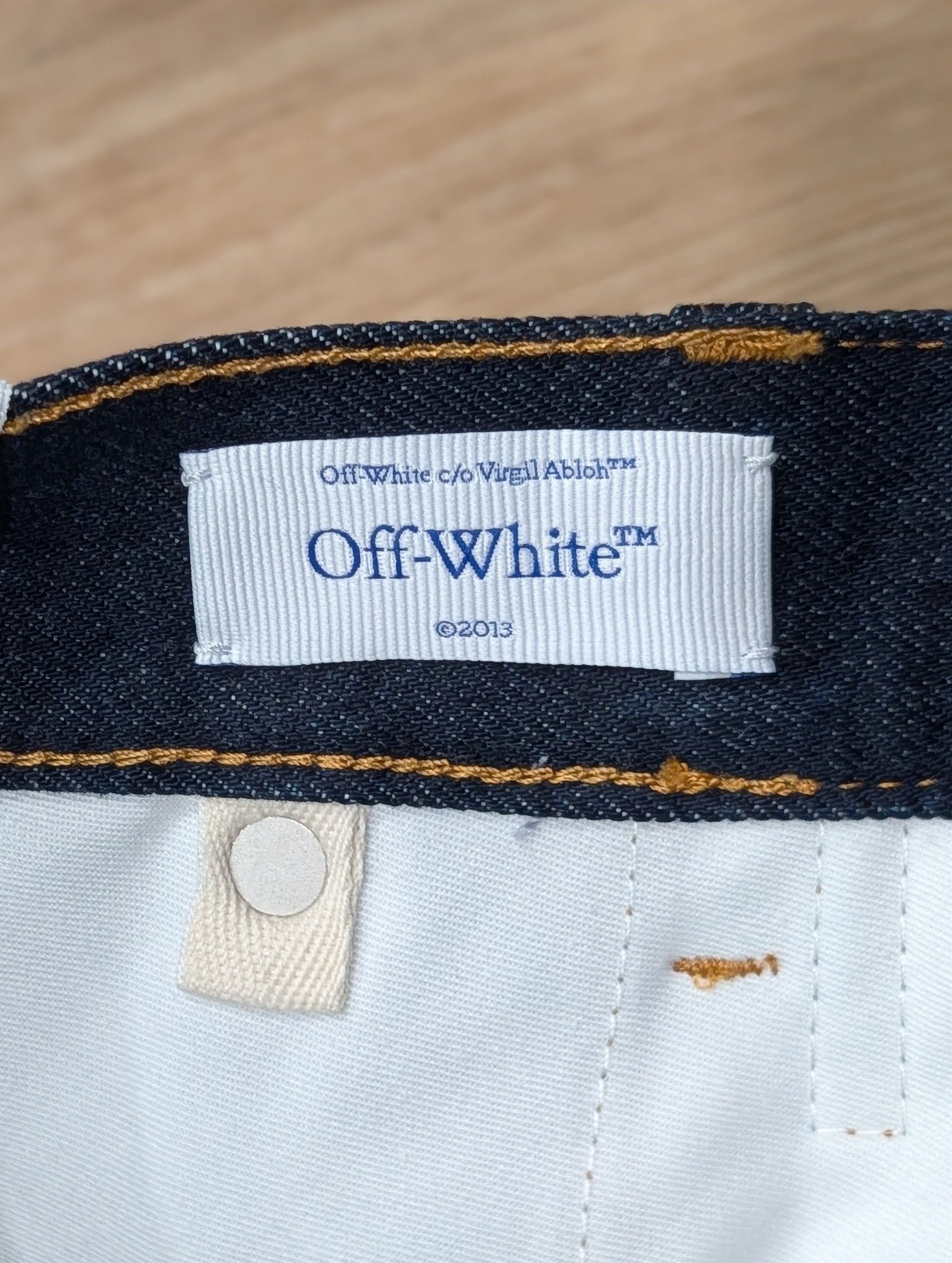Off-White OFF-WHITE 90s Logo Baggy Jeans Raw Blue/Gold 36 Size US 36 / EU 52 - 9 Thumbnail