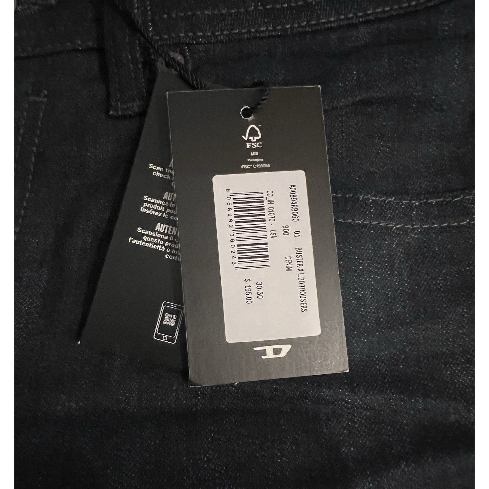 Diesel Diesel Mens Buster Tapered Jeans RB060 Dark Blue Size 30/30 Size US 30 / EU 46 - 7 Thumbnail