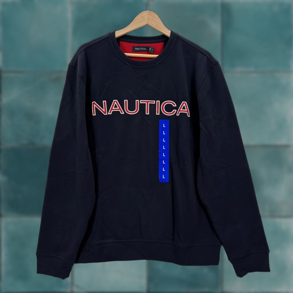 Nautica Nautica Sweatshirt Mens L Blue Fleece Crewneck Pullover Logo Graphic Print Nautical Preppy Size US L / EU 52-54 / 3 - 1 Thumbnail