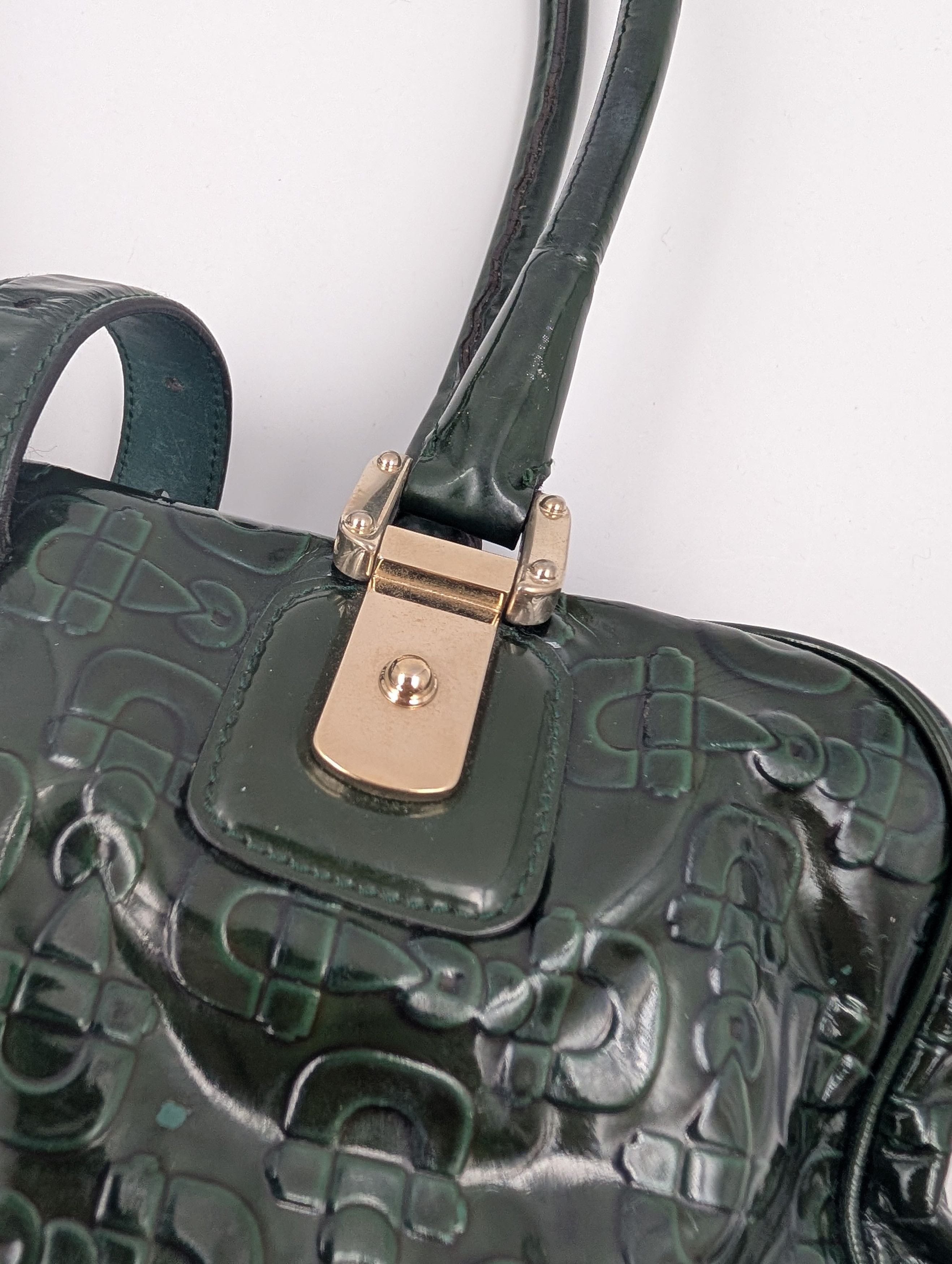 Gucci Gucci Emerald Green Patent Leather Horsebit Handbag Size ONE SIZE - 6 Thumbnail