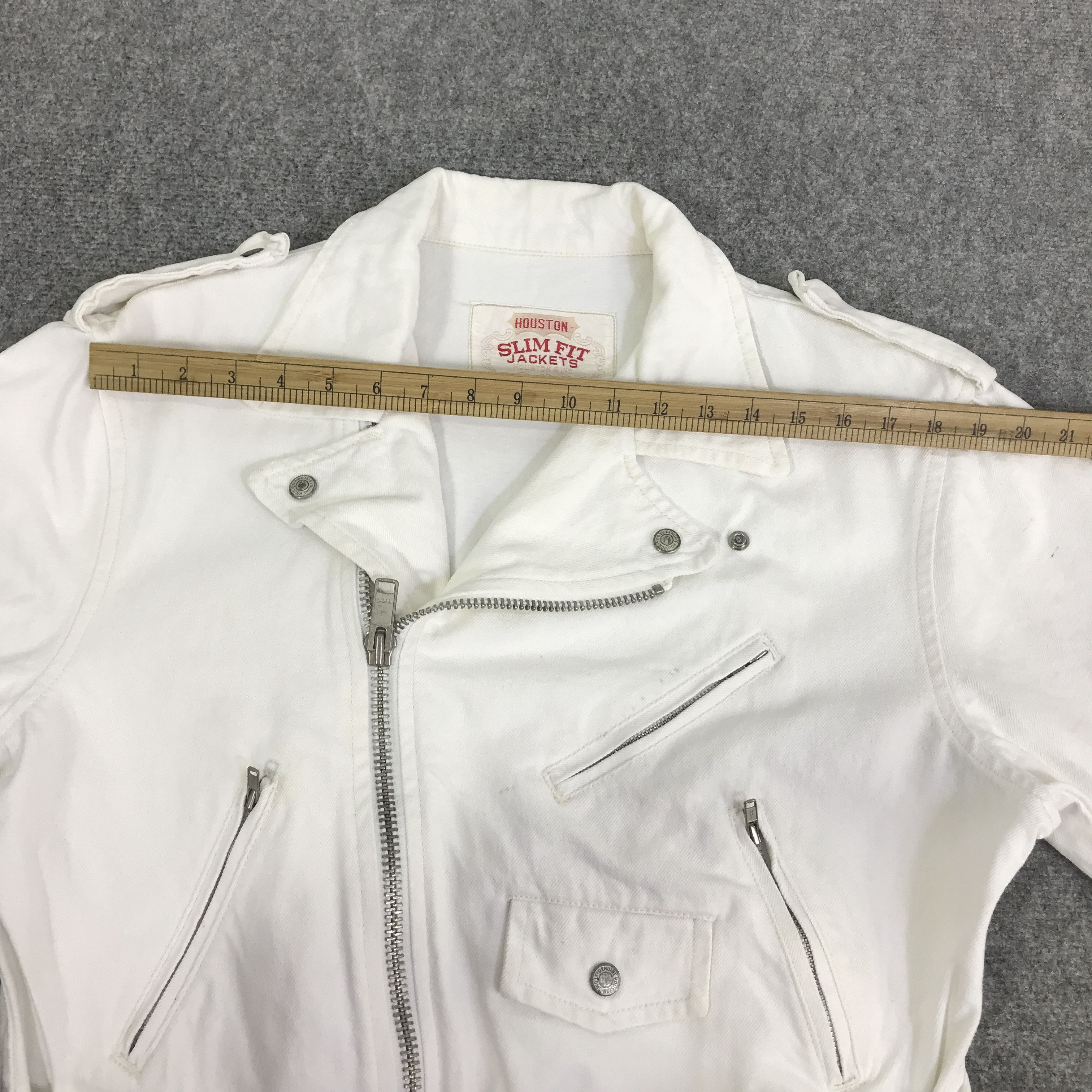 Japanese Brand HOUSTON DENIM DOUBLE COLLAR BIKER STYLE JACKET K78B4 Size US L / EU 52-54 / 3 - 5 Thumbnail