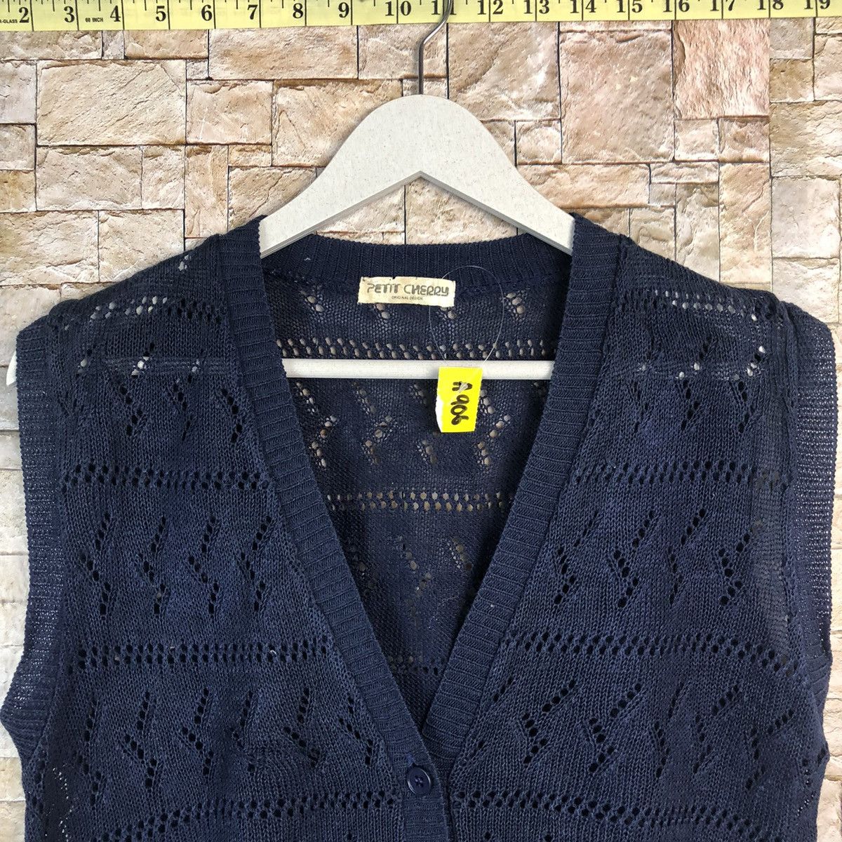Homespun Knitwear × Japanese Brand × Vintage Detit Cherry Dark Blue Vest crochet meshnet Knitwear #A906 Size S / US 4 / IT 40 - 4 Thumbnail
