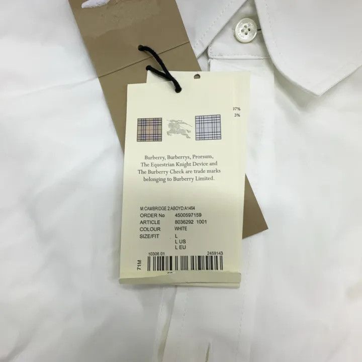 Burberry Burberry Burberry White Logo Embroidered Long Sleeve Shirt Size US L / EU 52-54 / 3 - 6 Thumbnail