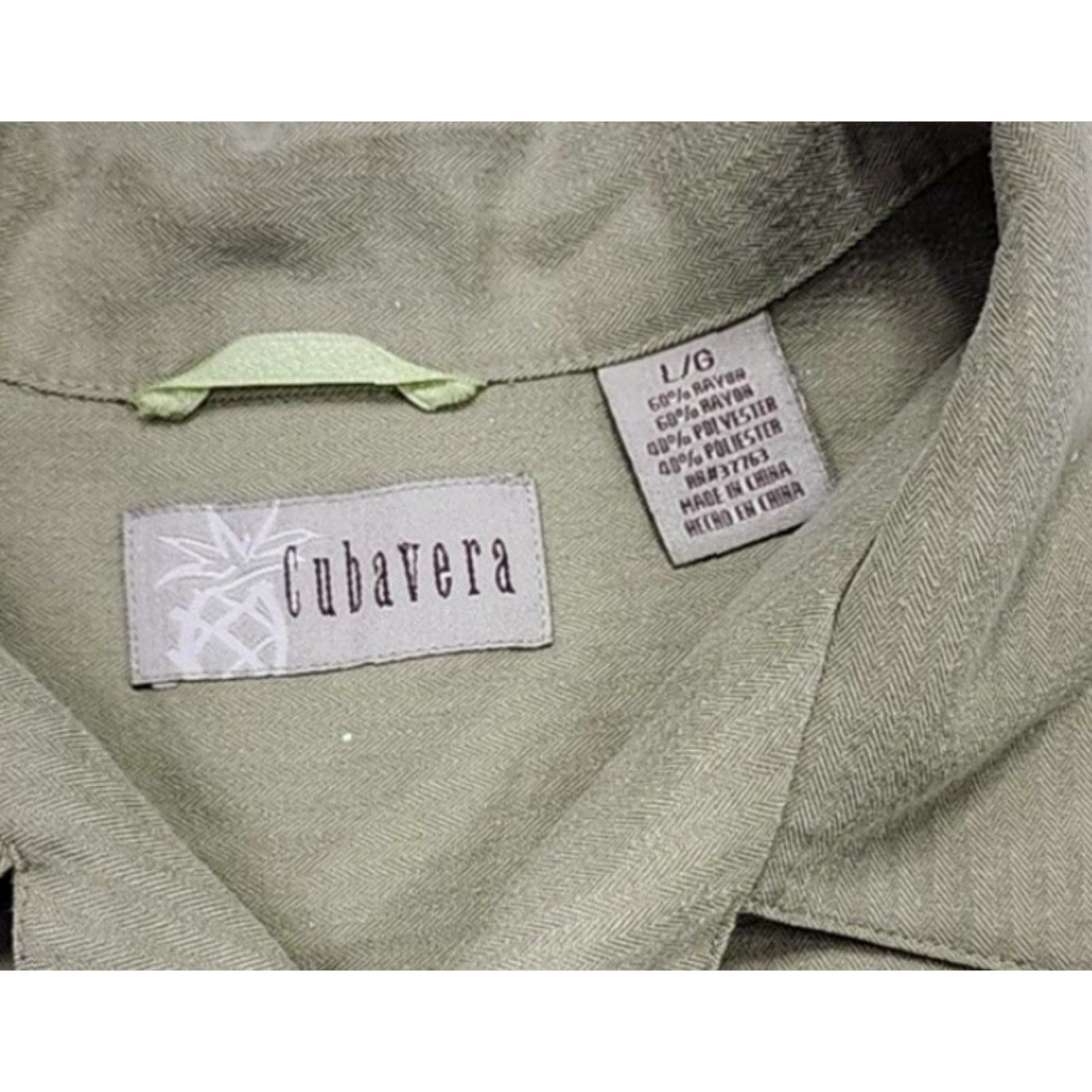 Cubavera VINTAGE Cubavera Shirt, Button-Up, Large, Rayon Blend, Bowling Camp, Y2K, Embroidered Guitar, Green, Short Sleeve, Casual, Men, Regular Fit Size US L / EU 52-54 / 3 - 5 Thumbnail