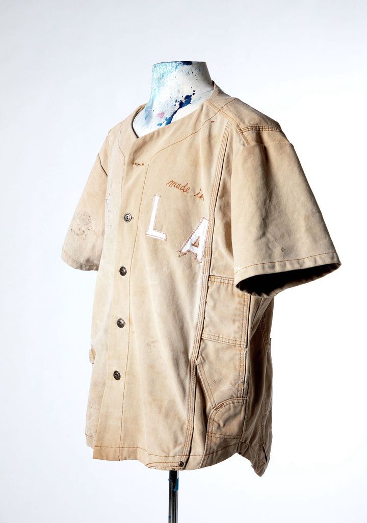 Greg Lauren $1250 Greg Lauren Tan Baseball Shirt Size US L / EU 52-54 / 3 - 2 Thumbnail