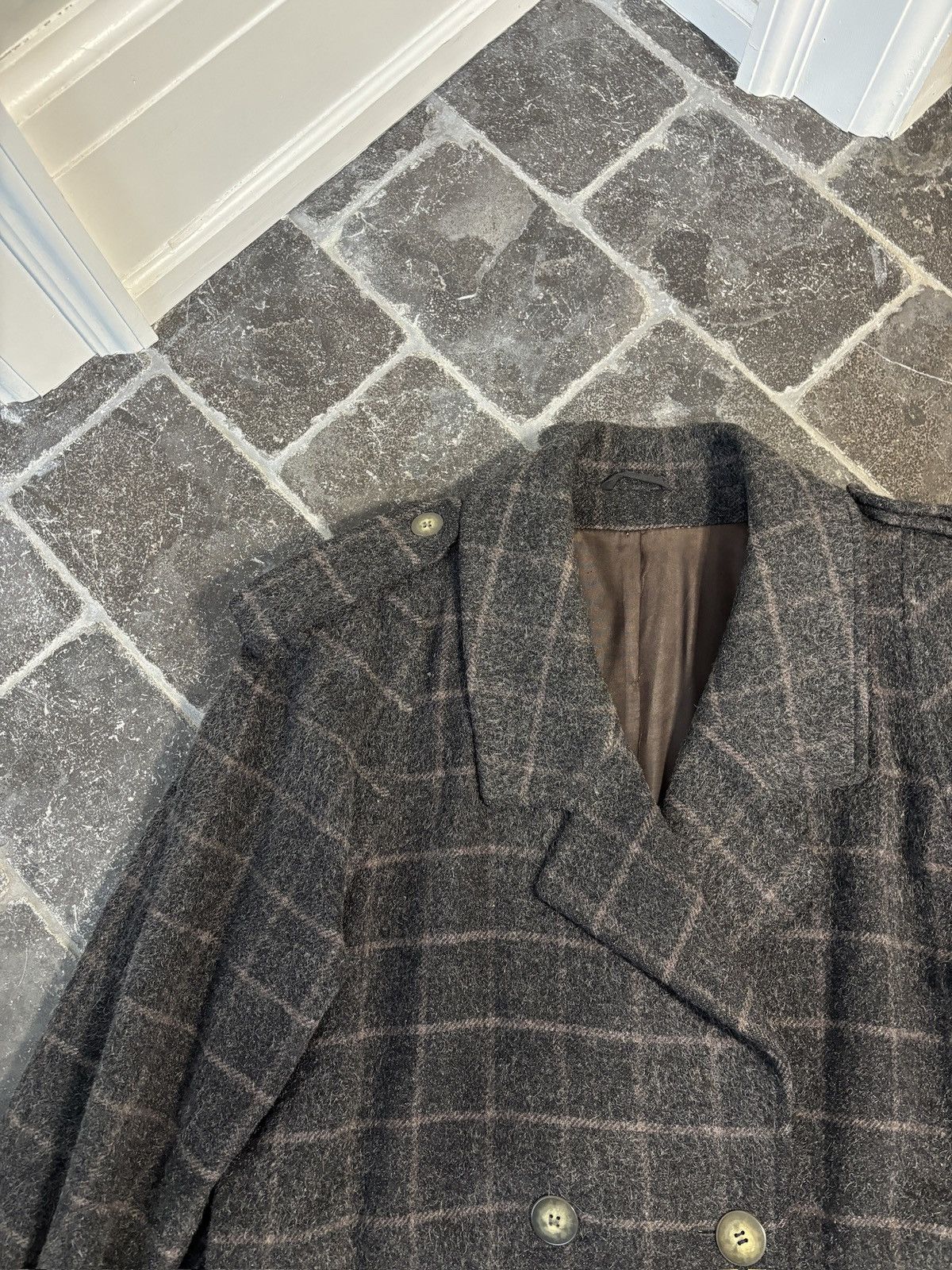 Vintage Vintage Wool Coat Belted Plaid Long Trench Floor Length Grey Size US S / EU 44-46 / 1 - 11 Thumbnail
