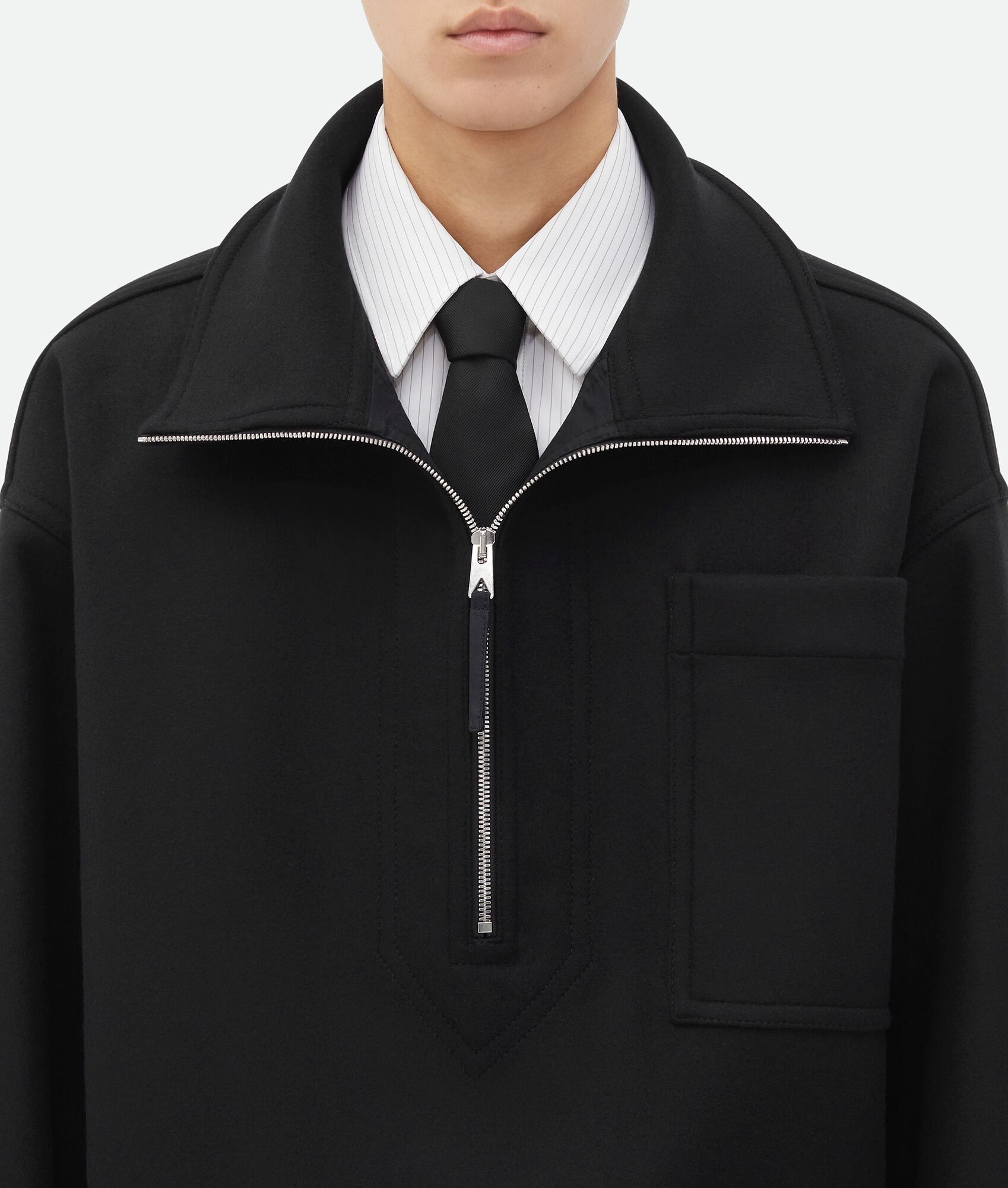 Bottega Veneta o1w1db10825 Felted Wool Blouson Jacket in Black Size US XS / EU 42 / 0 - 4 Thumbnail
