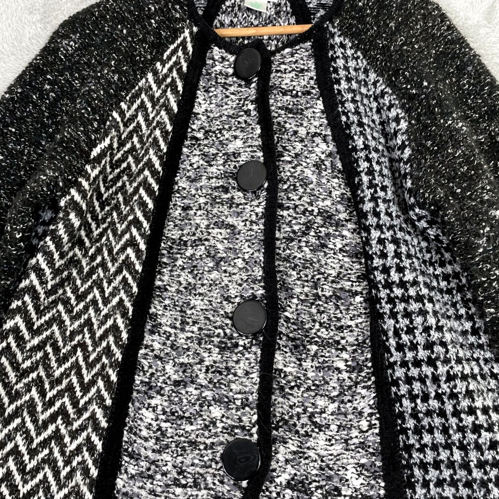 Laura Ashley VINTAGE Laura Ashley Cardigan Sweater Womens M Black Patchwork Knit Dark Academia cardigan sweater Size M / US 6-8 / IT 42-44 - 2 Thumbnail