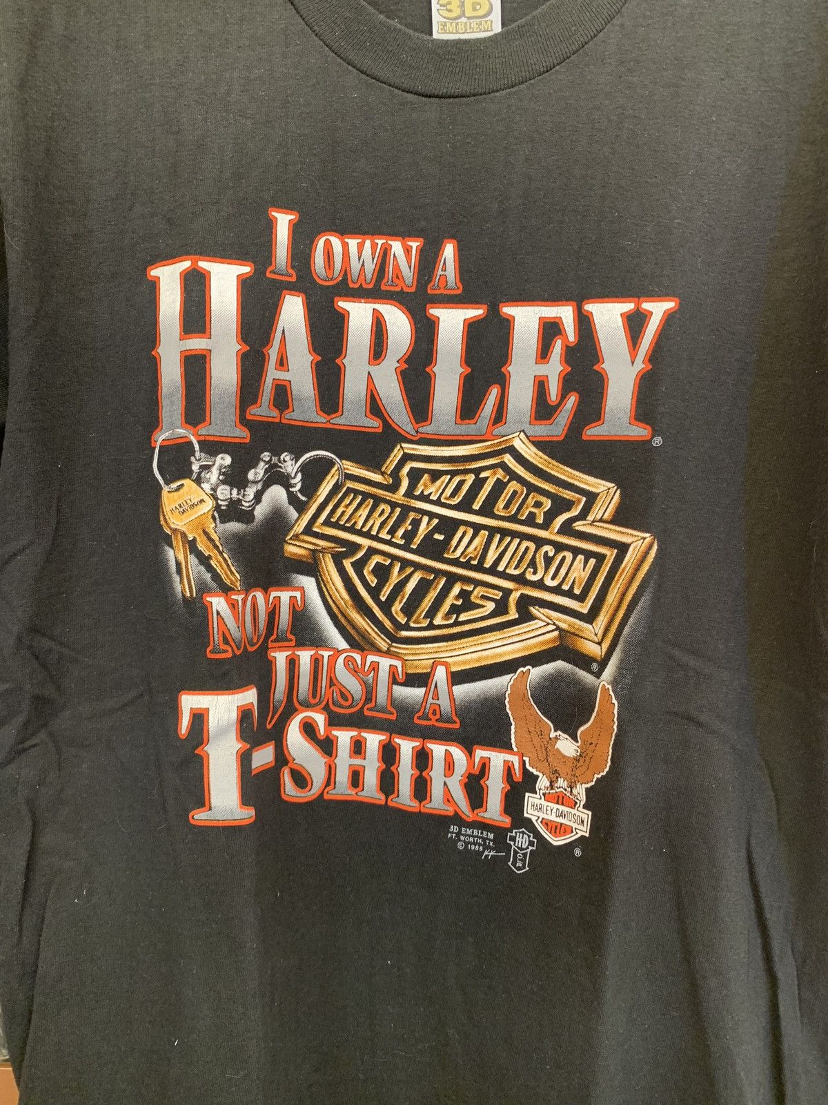 Harley Davidson Vintage HarleyDavidson T-Shirt – 3D Emblem –1980sMade in USA Size US M / EU 48-50 / 2 - 2 Thumbnail