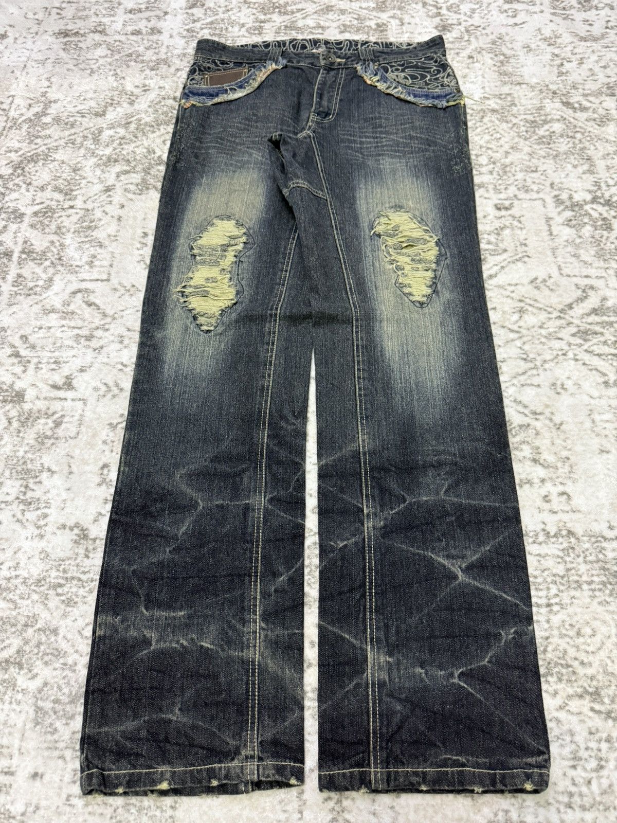 Kapital Gumu Japan Distressed Boro Honeycomb Loose Jeans Size US 33 - 1 Thumbnail