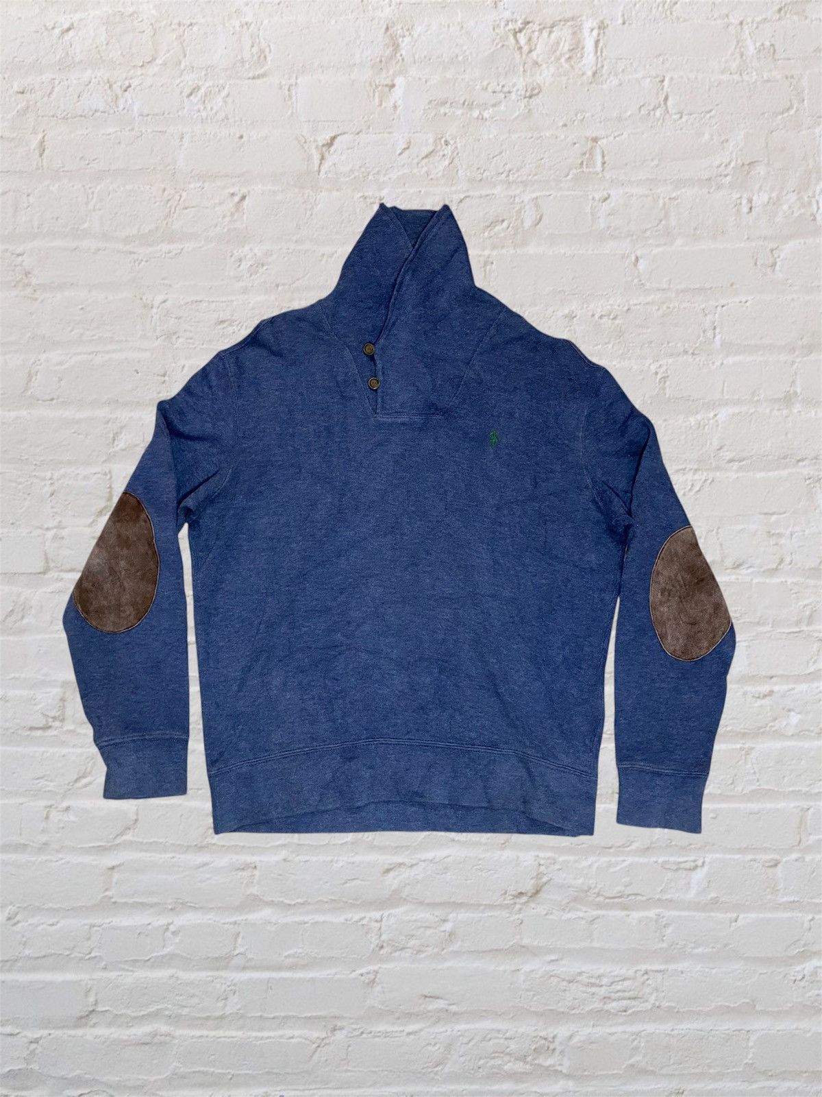 Polo Ralph Lauren × Ralph Lauren × Vintage Vintage polo ralph lauren sweater with leather elbow patches Size US L / EU 52-54 / 3 - 1 Thumbnail