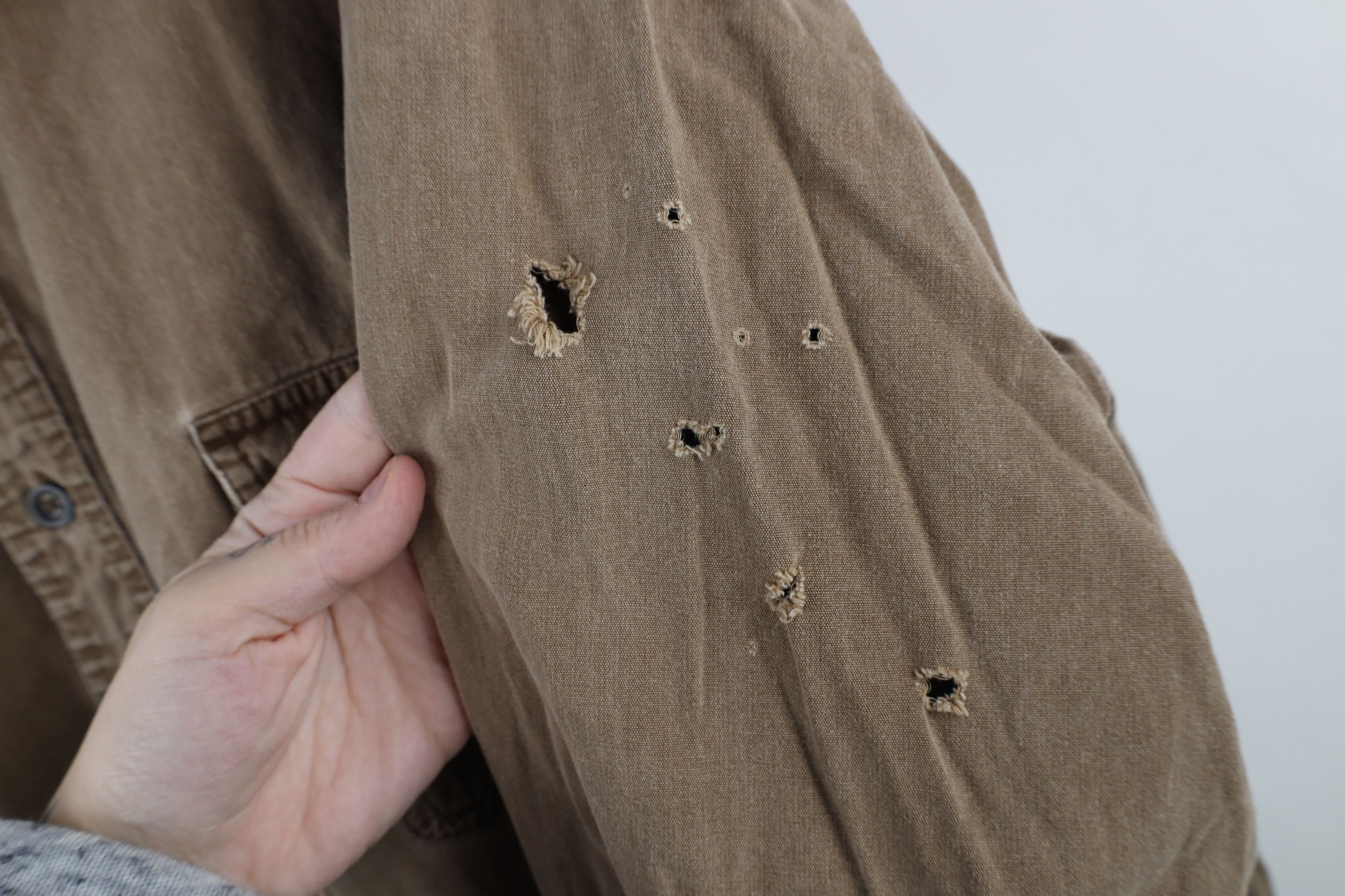 Vintage Vintage 90s Streetwear Stonewash Canvas Button Shirt Brown Size US XXL / EU 58 / 5 - 4 Thumbnail
