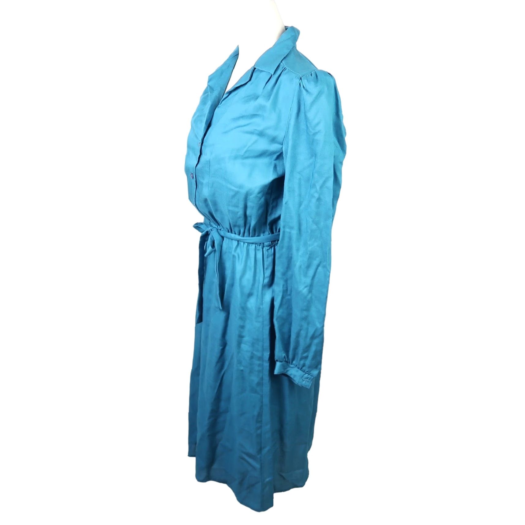Altea VINTAGE 80s Teal Blue Long Sleeve Midi Shirt Dress 4 Shirt Dress Mens Womens Girls Boys Size S / US 4 / IT 40 - 3 Thumbnail