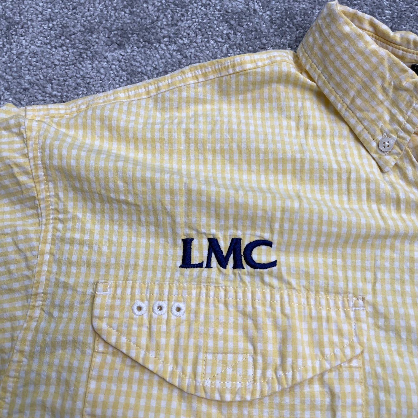 Vintage Columbia Bonehead Shirt Mens Large PFG Omni-Shade Check Yellow White Casual, Travel Size US L / EU 52-54 / 3 - 6 Thumbnail
