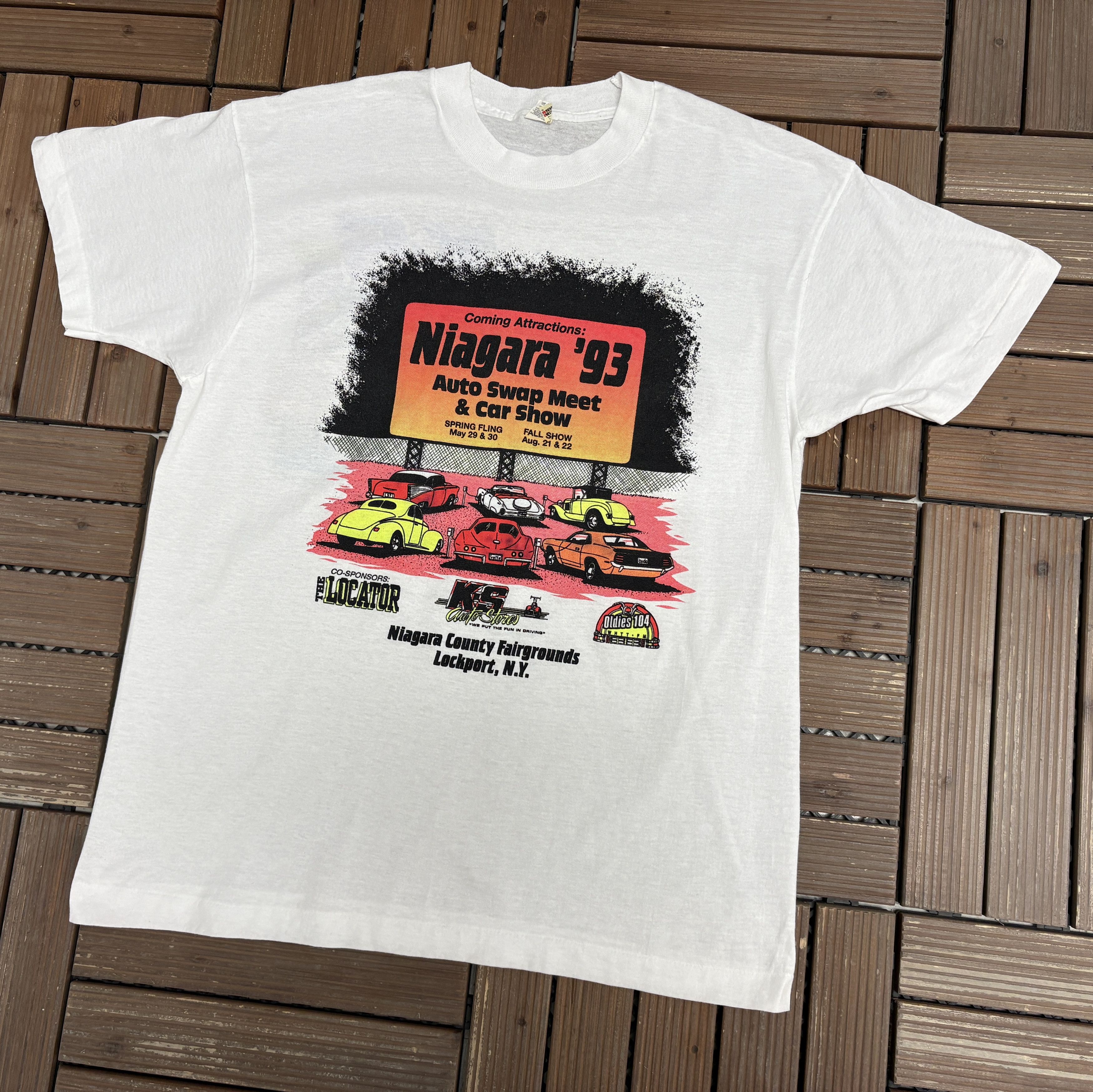 Vintage Niagara '93 Auto Swap Car Shows Vintage White T-Shirt Tee Size US XL / EU 56 / 4 - 3 Thumbnail