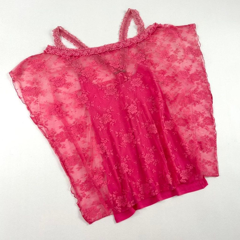 Vintage vintage Intimissimi set, cami and matching lace shawl Size M / US 6-8 / IT 42-44 - 1 Thumbnail