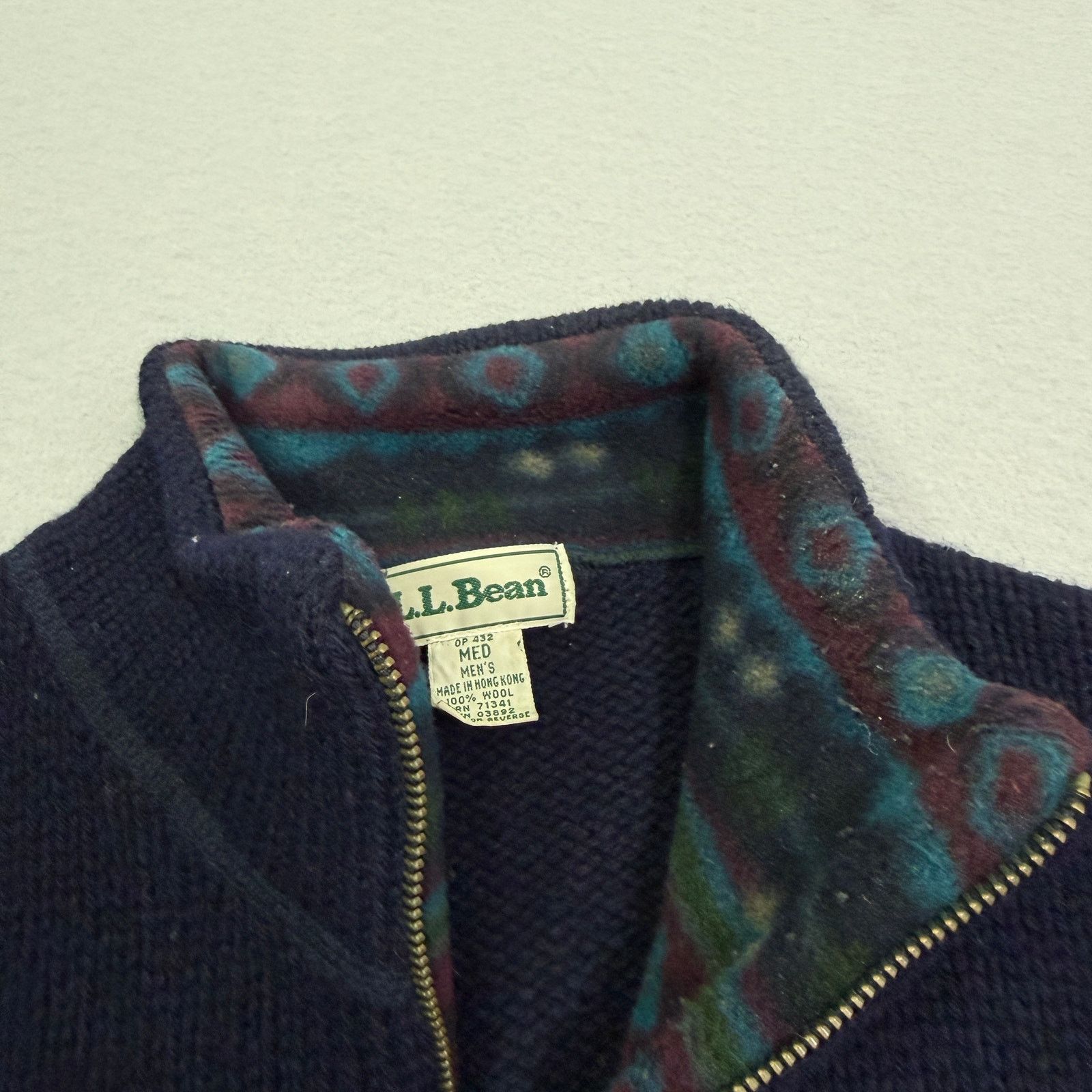 L.L. Bean Vintage LL Bean 100% Wool 1/4 Zip Sweater Men's Medium Blue Size US M / EU 48-50 / 2 - 5 Thumbnail