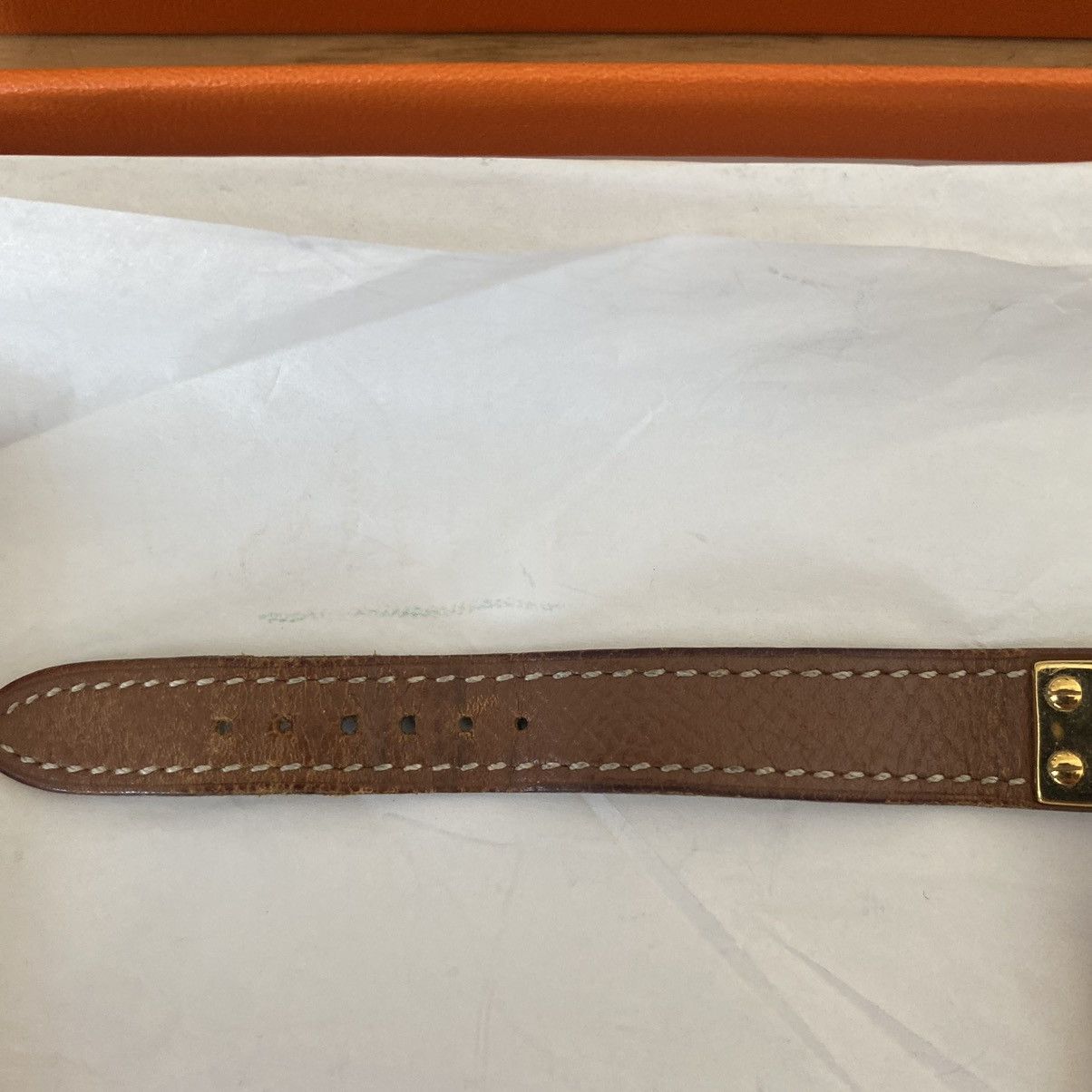 Hermes Hermes Kelly Watch Gold Brown Leather Bracelet Paris Vintage Size ONE SIZE - 6 Thumbnail