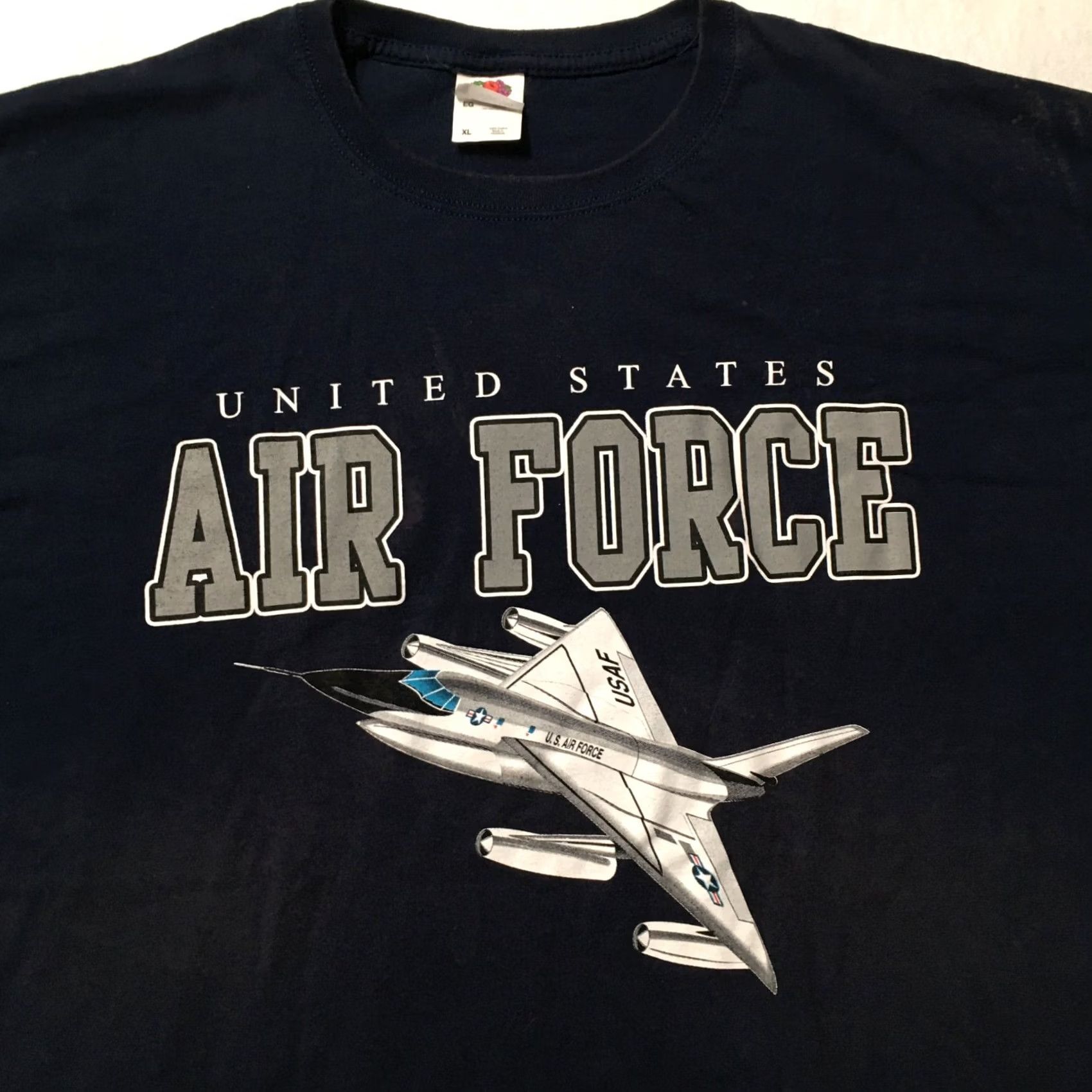 Fruit Of The Loom VINTAGE Air Force T Shirt XL Blue Fruit Of Loom Military USA Cotton Heavy Jet Size US XL / EU 56 / 4 - 2 Thumbnail