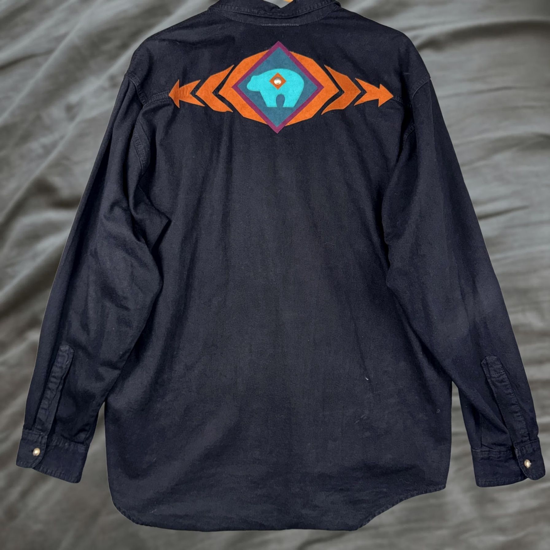 Vintage Sundance Shirt Mens XL Black Denim Southwest Embroidered Long Sleeve Button Up Size US XL / EU 56 / 4 - 1 Thumbnail
